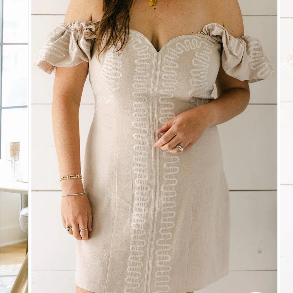 Chic Strapless Beige Dress